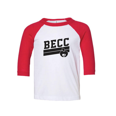 BECC - Unisex Bella 3/4 Sleeve Baseball Shirt - Red/White