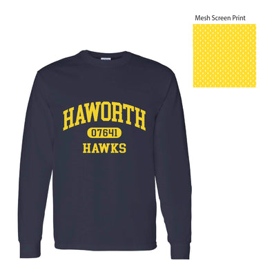 Haworth - Classic Long Sleeve T-Shirt w/ Mesh Graphic - Navy