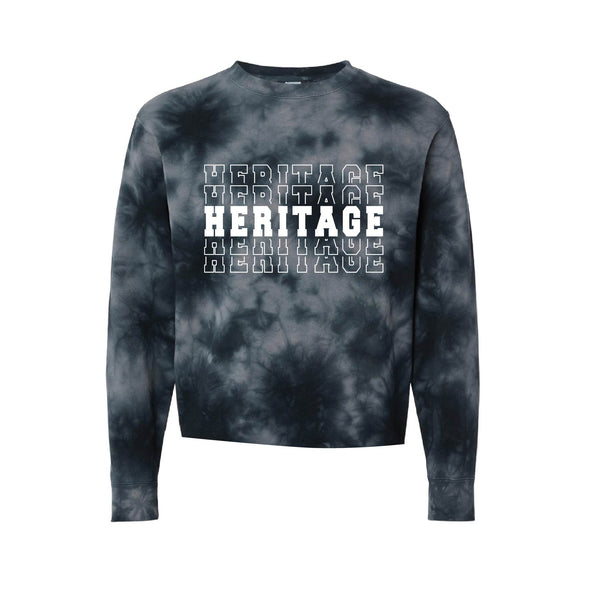 Heritage - Raw Edge Bottom Tie Dye Crewneck Sweatshirt - Black/Grey Tie Dye