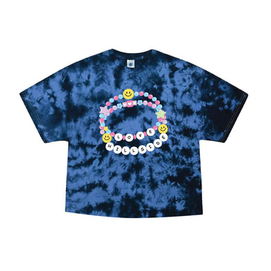 Hillside - Crystal Tie Dye T-Shirt w/ Raw Edge Bottom - Navy/Columbia Blue