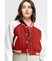 Sweatshirt Fleece Cropped Varsity Jacket