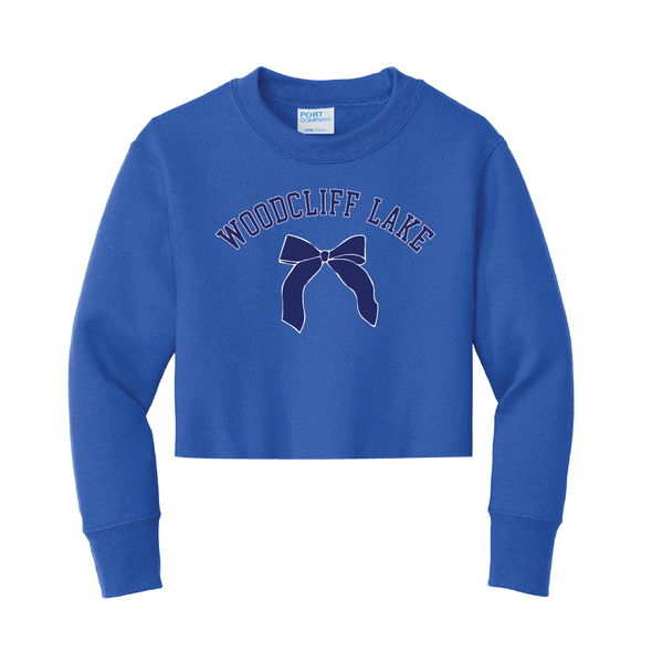 Woodcliff Lake - Raw Edge Bottom Classic Crewneck Sweatshirt - Royal